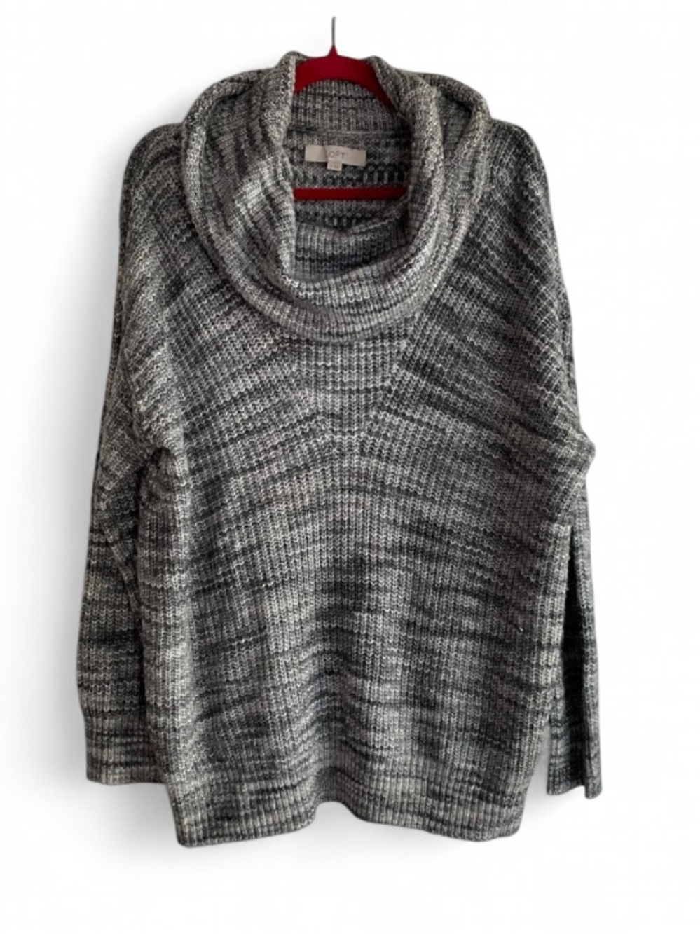 LOFT Cowl Neck Heather Gray Cotton Blend Sweater Size XL